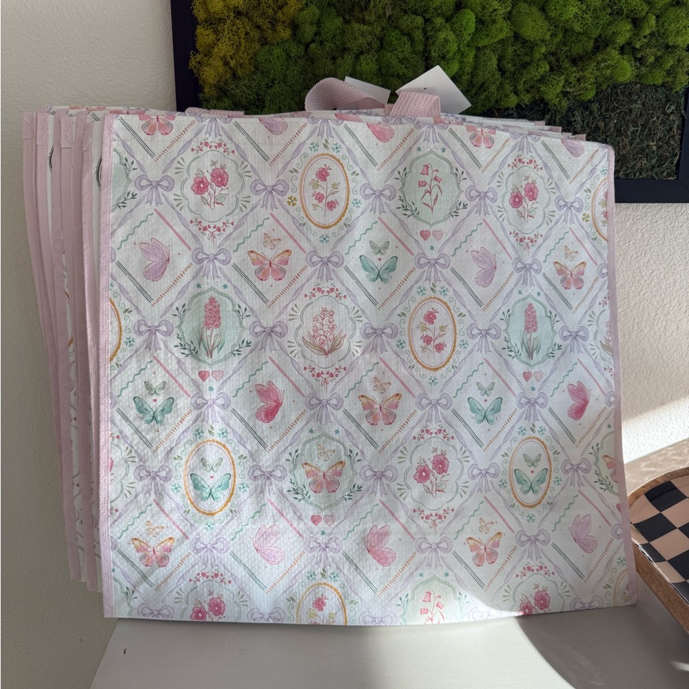 Floral and Butterfly Patterned reusable shopping bags set of 4